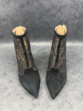 BCBGMaxAzria Black Lace Pointed Toe Stiletto Booties